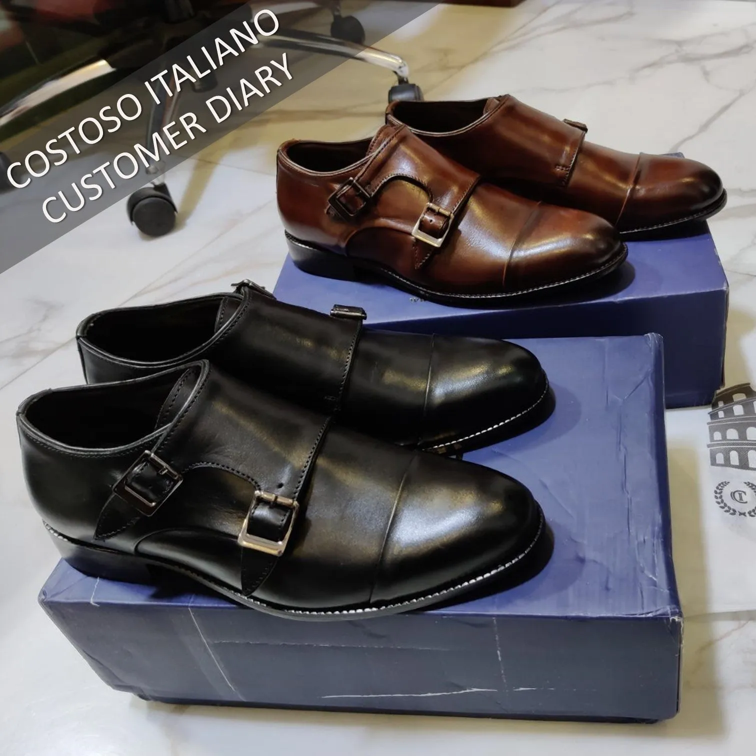 Black Leather Castle Monk Straps - Formal Shoes