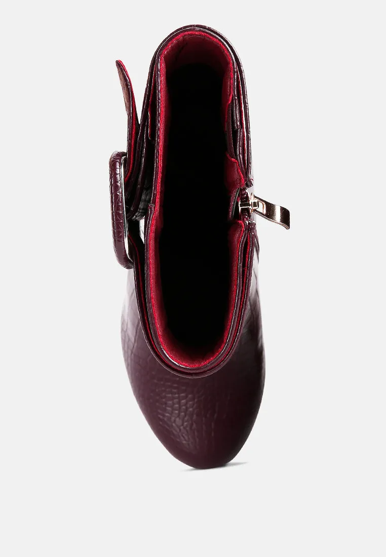 bumpy croc high block heeled chunky ankle boots