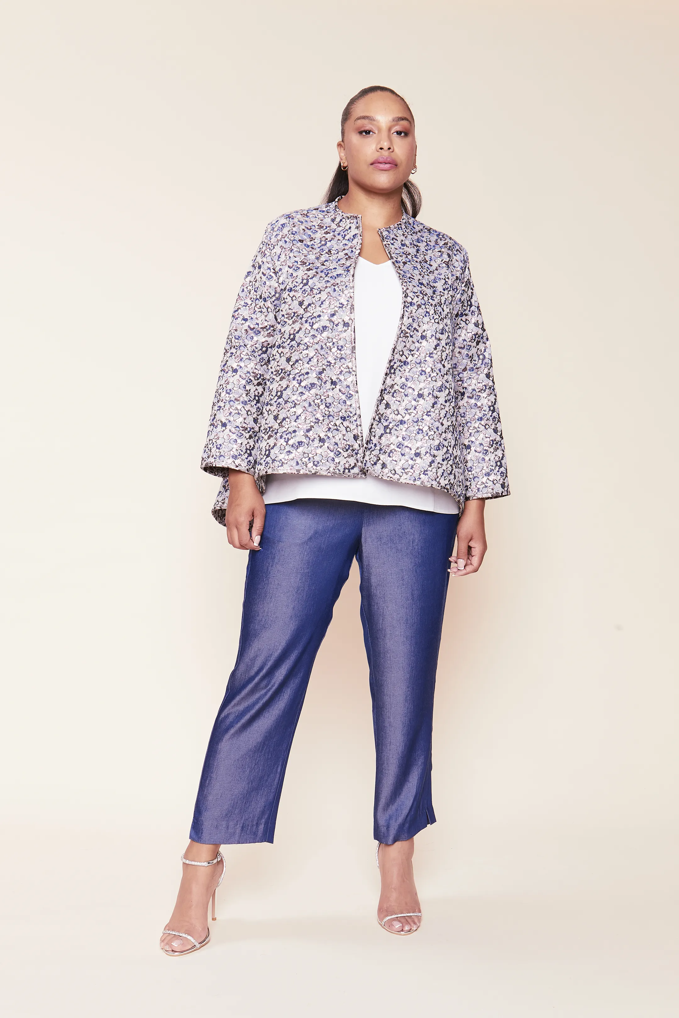 Chambray Fluid Denim Trousers Blue