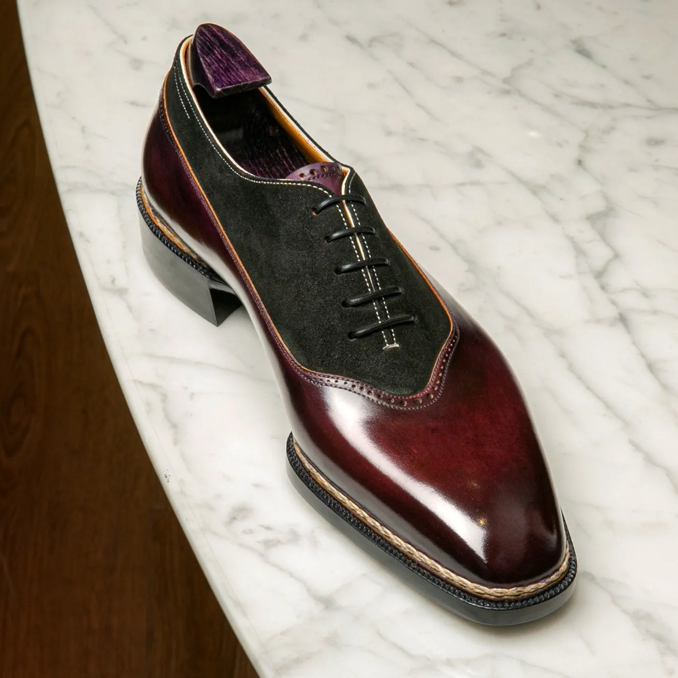 Cherry Leather Garnet Grace Brogue Oxford Shoes