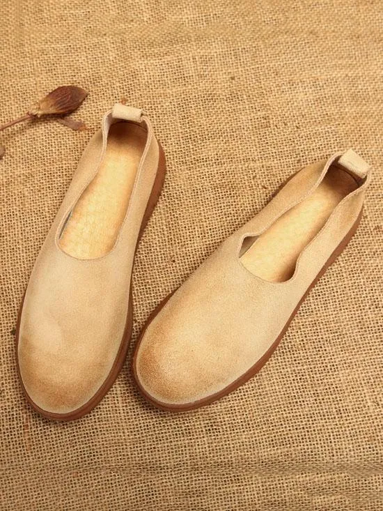 Chicmy-Simple Style Cowhide Soft Shoes