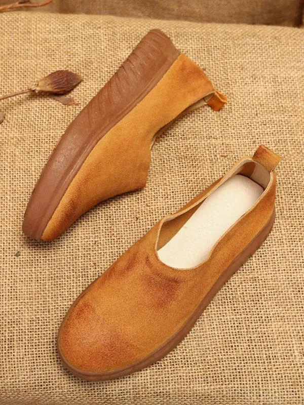Chicmy-Simple Style Cowhide Soft Shoes