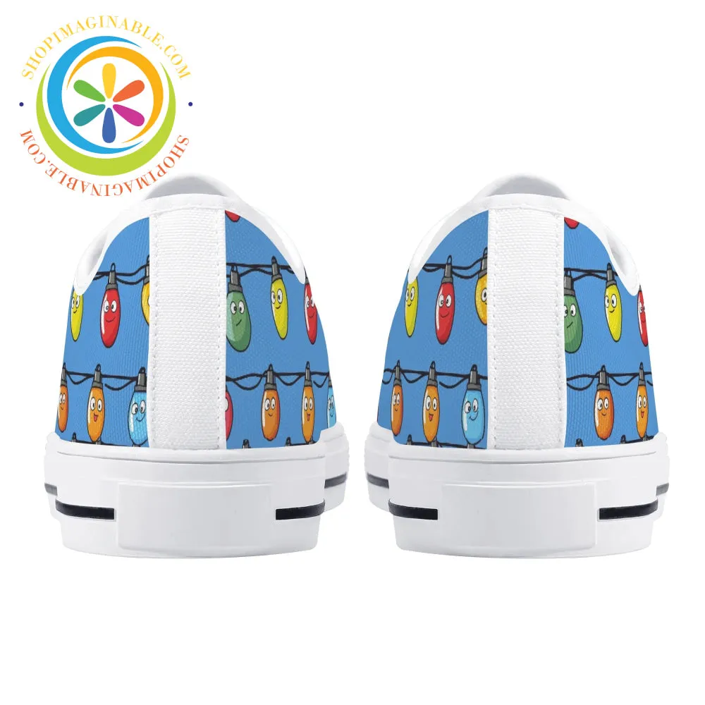Christmas Lights Ladies Low Top Canvas Shoes
