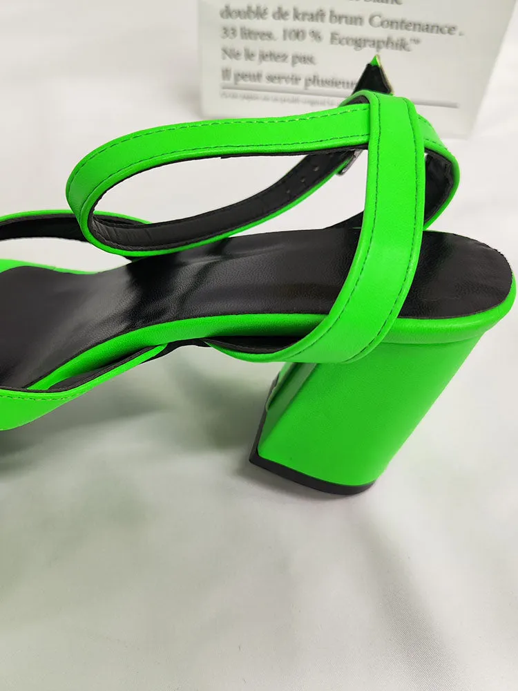 Crisscross Square Chunky Open Toe Heels