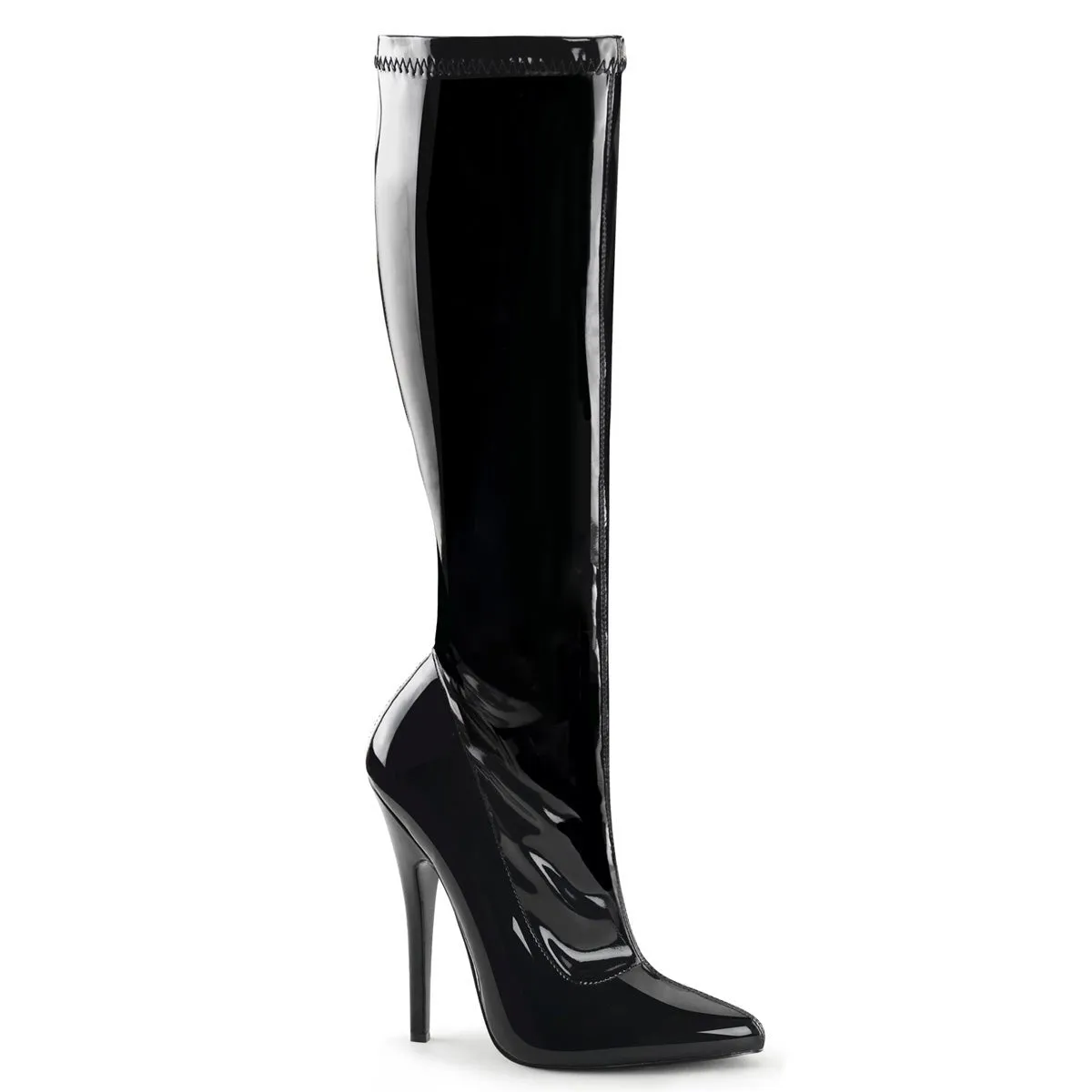 Devious Domina 2000 Womens 6 Inch Heel, Stretch Fit, Single Sole Knee Length Boots
