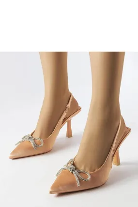 Elegant stylish beige heels with a bow