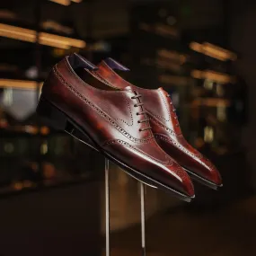 Fire Tan Leather Modena Brogue Wingtip Oxford Shoes - AW24