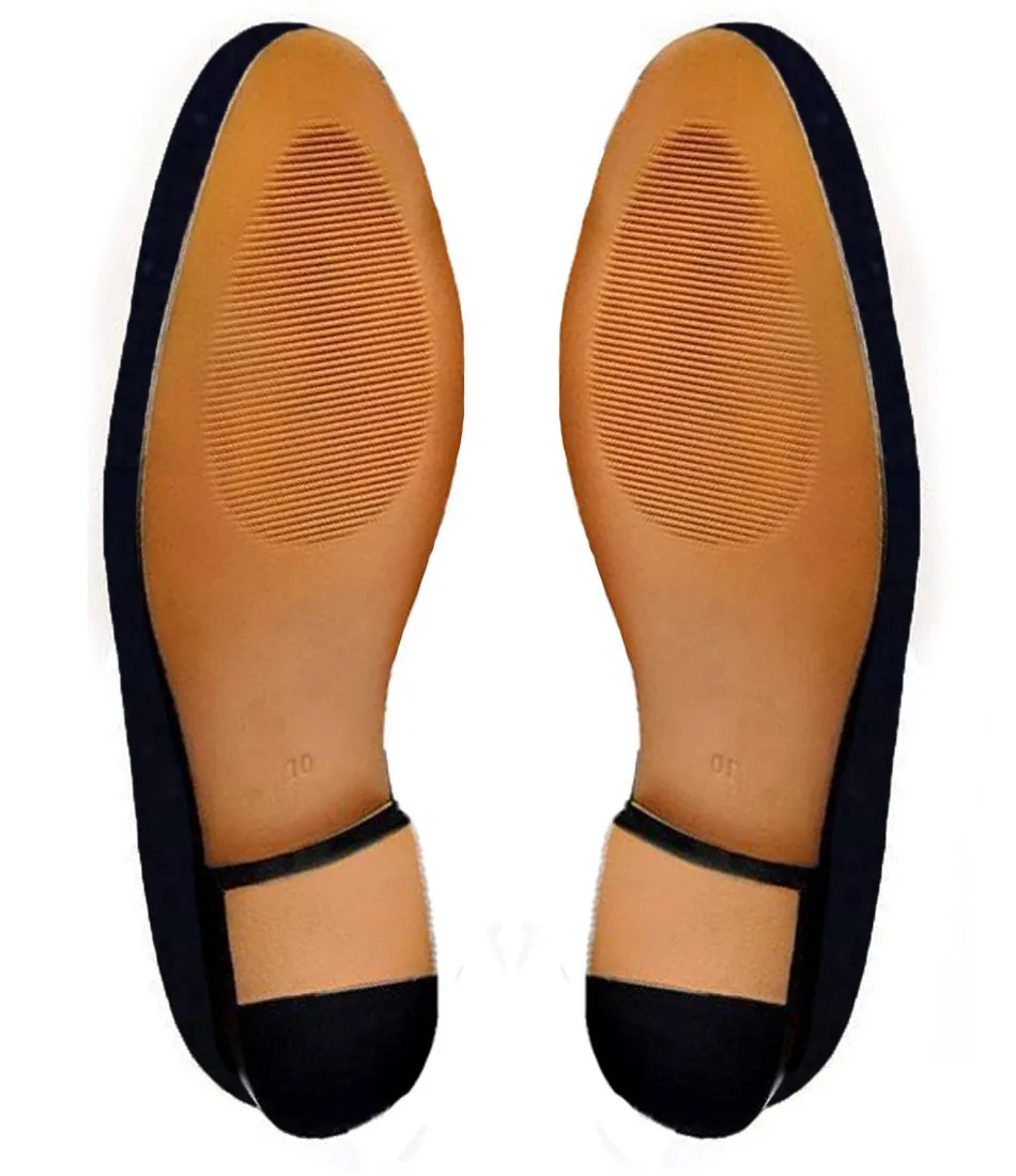 Flat Feet Shoes - Blue Velvet Cavalry Guards Embroidered Loafers with Arch Support