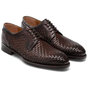 Flat Feet Shoes - Brown Braided Leather Holloway Derby Shoes with Arch Support