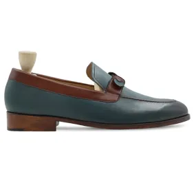 Handmade Custom Sea Green Calf Leather Mens Loafers