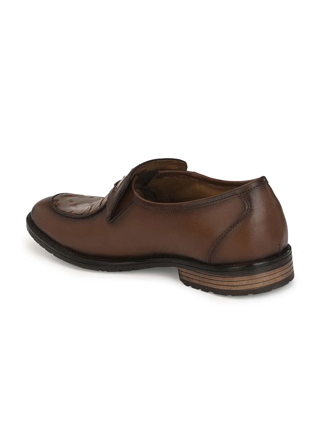 HITZ1659 Men's Brown Leather Formal  Slip-On Shoes
