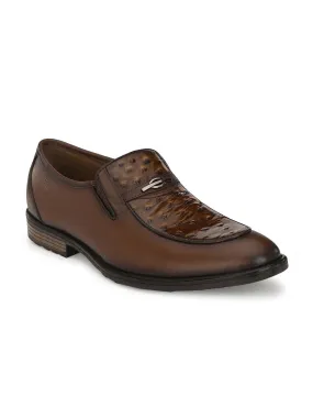 HITZ1659 Men's Brown Leather Formal  Slip-On Shoes