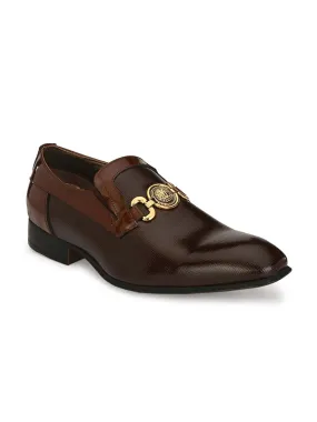 HITZ2108 Men's Tan Leather Formal  Slip-On Shoes