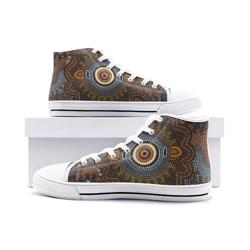 Indigenous Designed Unisex High Top Canvas Shoes