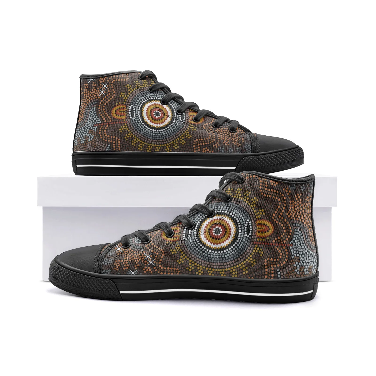 Indigenous Designed Unisex High Top Canvas Shoes