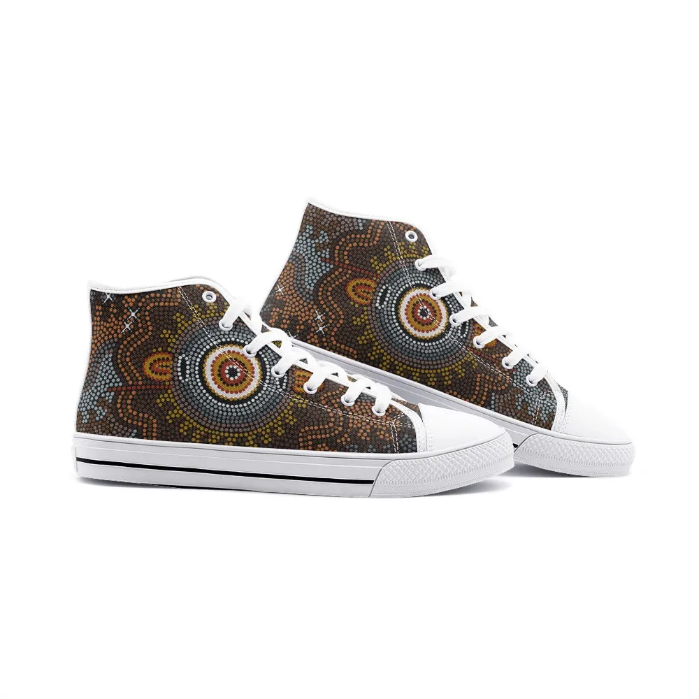 Indigenous Designed Unisex High Top Canvas Shoes