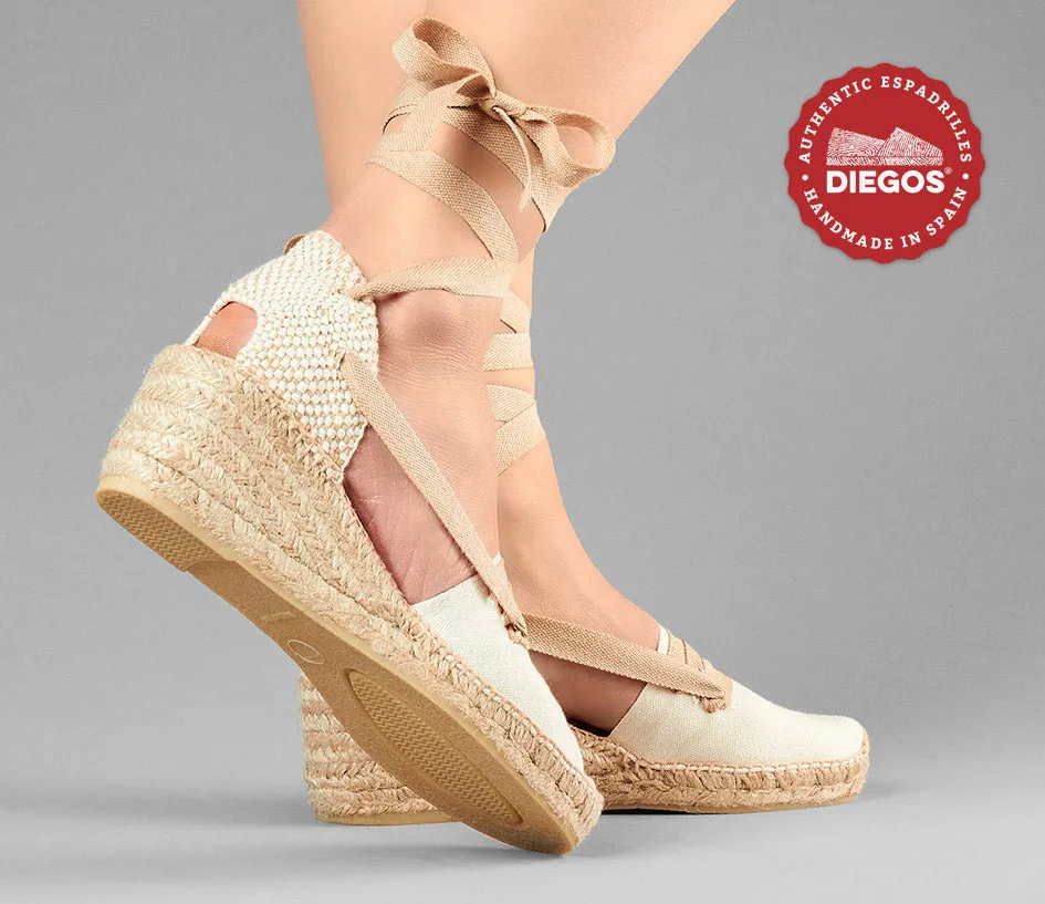 Ivory Lola high wedge Basque espadrilles