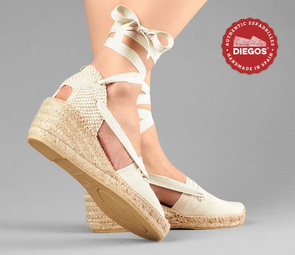 Ivory Lola high wedge Basque espadrilles