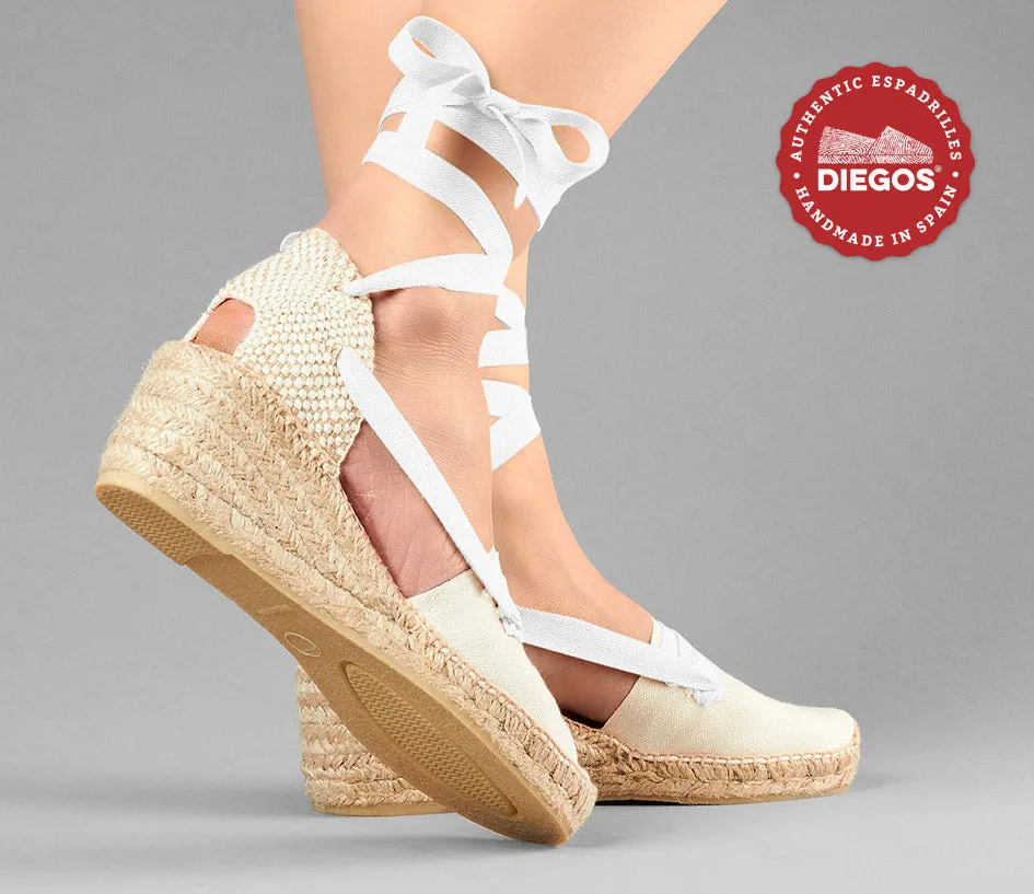 Ivory Lola high wedge Basque espadrilles