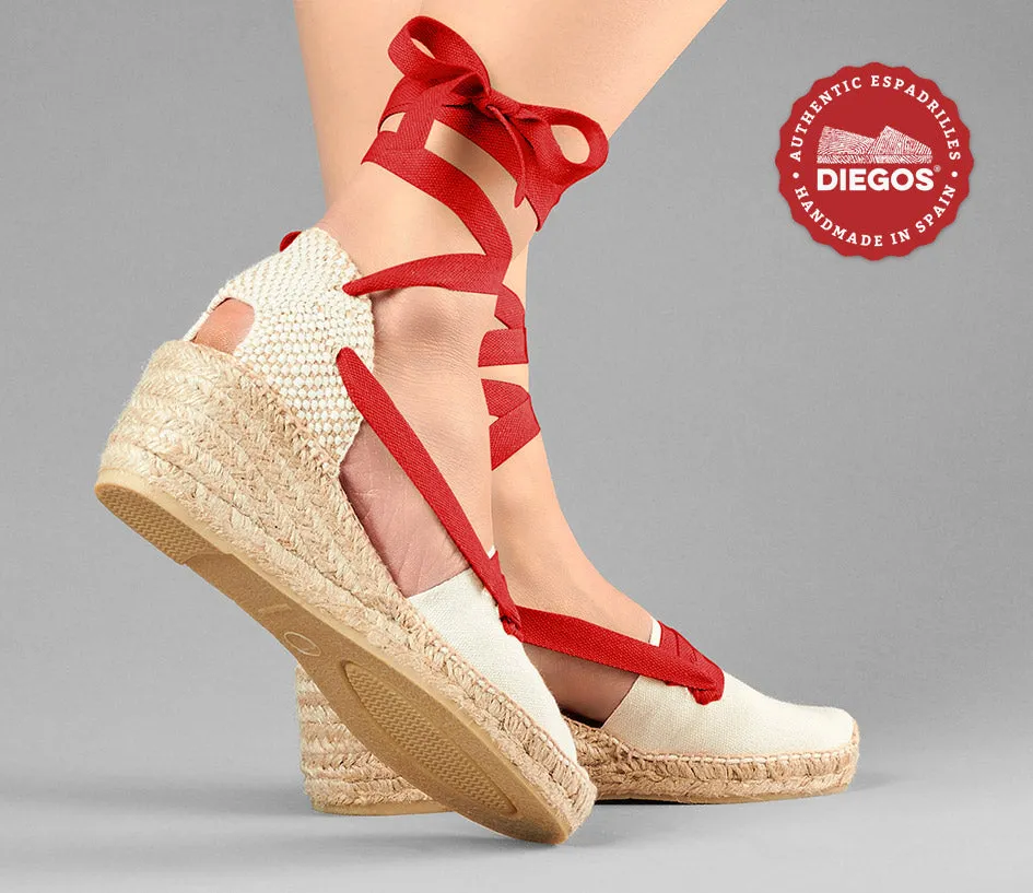 Ivory Lola high wedge Basque espadrilles