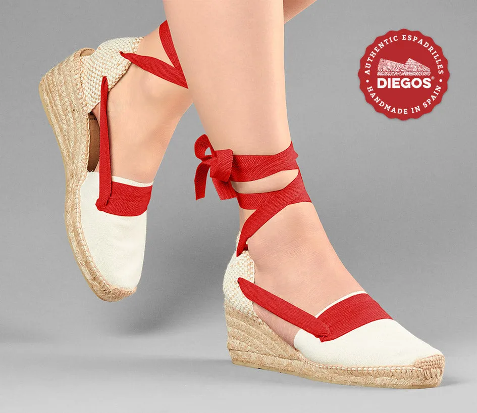 Ivory Lola high wedge Basque espadrilles