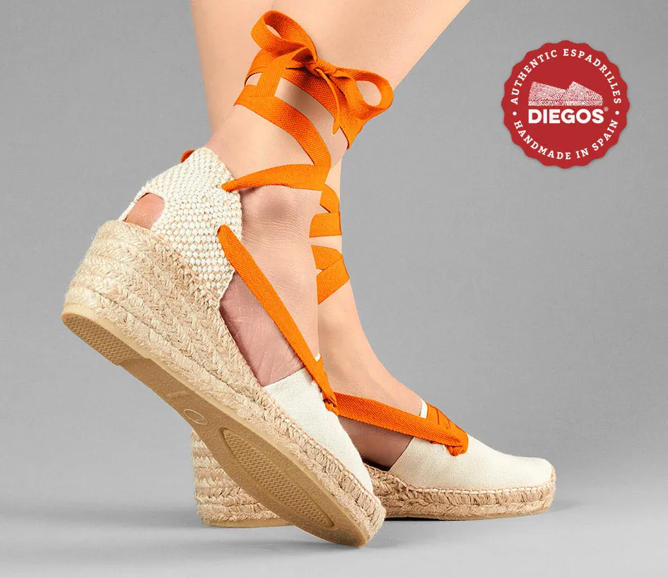Ivory Lola high wedge Basque espadrilles