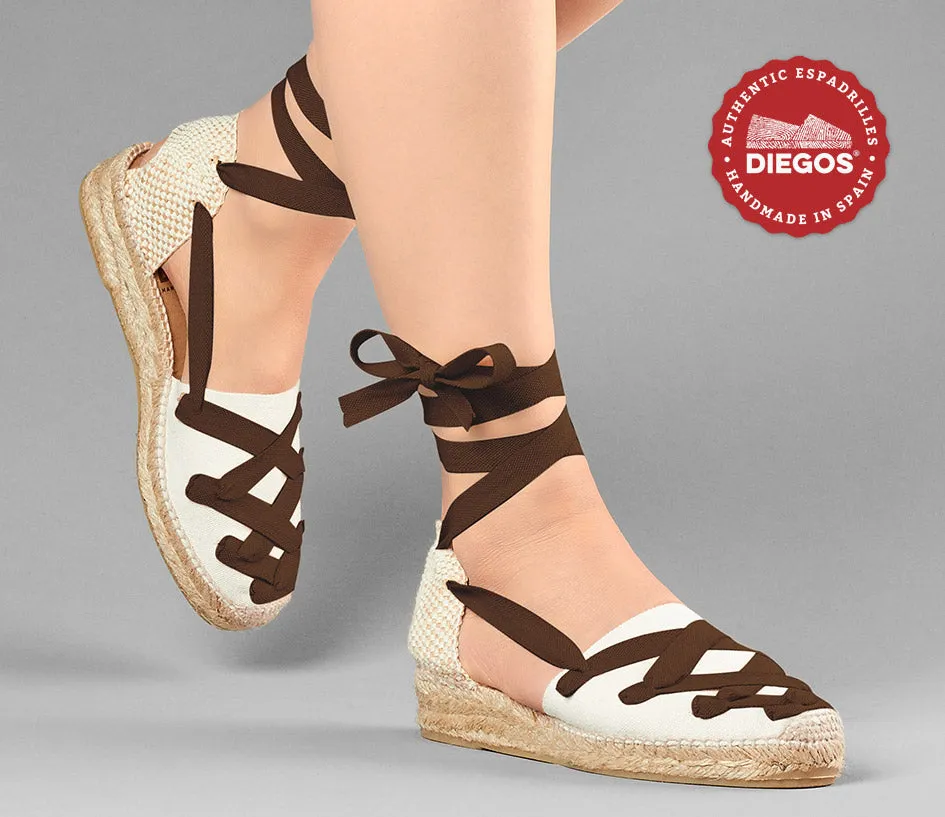 Ivory Lola low wedge Pamplona espadrilles