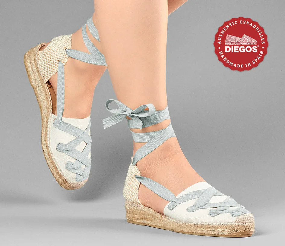Ivory Lola low wedge Pamplona espadrilles