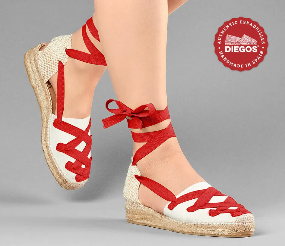 Ivory Lola low wedge Pamplona espadrilles
