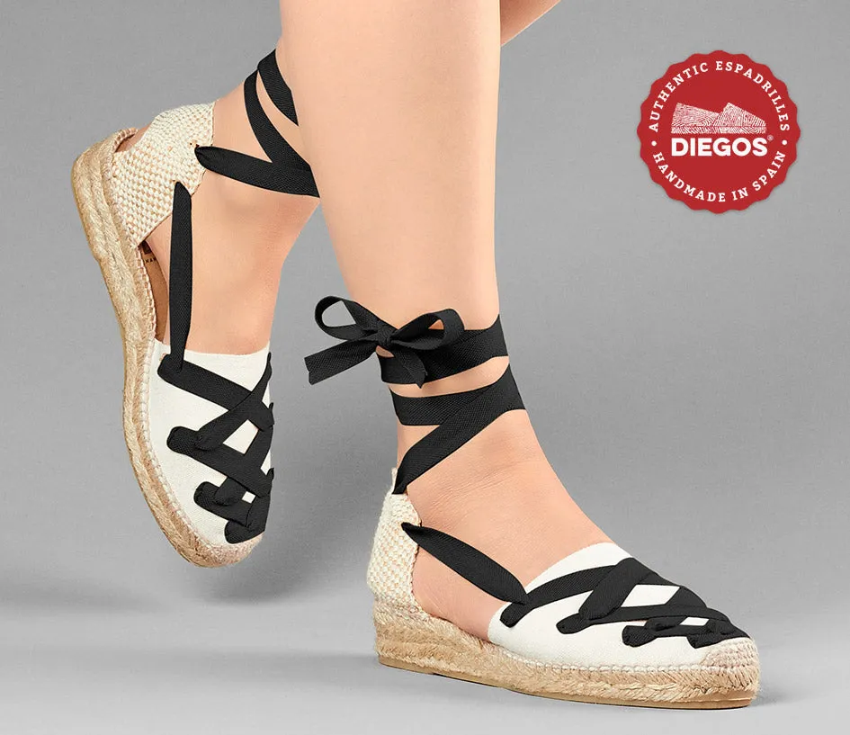 Ivory Lola low wedge Pamplona espadrilles