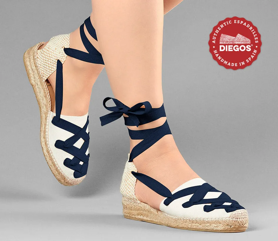Ivory Lola low wedge Pamplona espadrilles