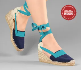 Navy blue Lola high wedge Basque espadrilles