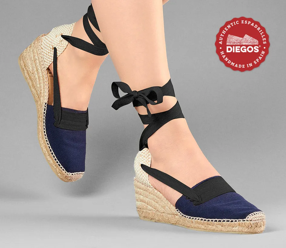 Navy blue Lola high wedge Basque espadrilles