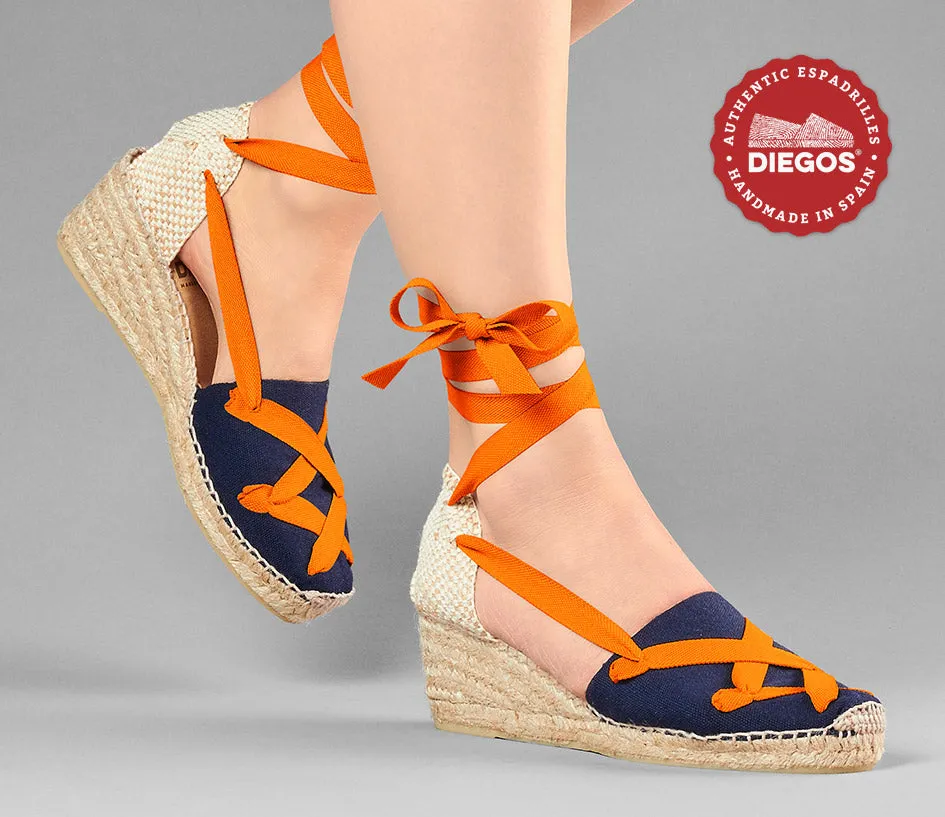 Navy blue Lola high wedge classic laces espadrilles