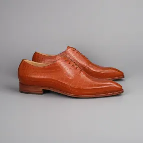 Tan Croc Leather Nandes Oxford Shoes