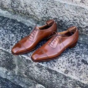 Tan Leather Namira Brogue Toe Cap Oxfords - Formal Shoes - AW24