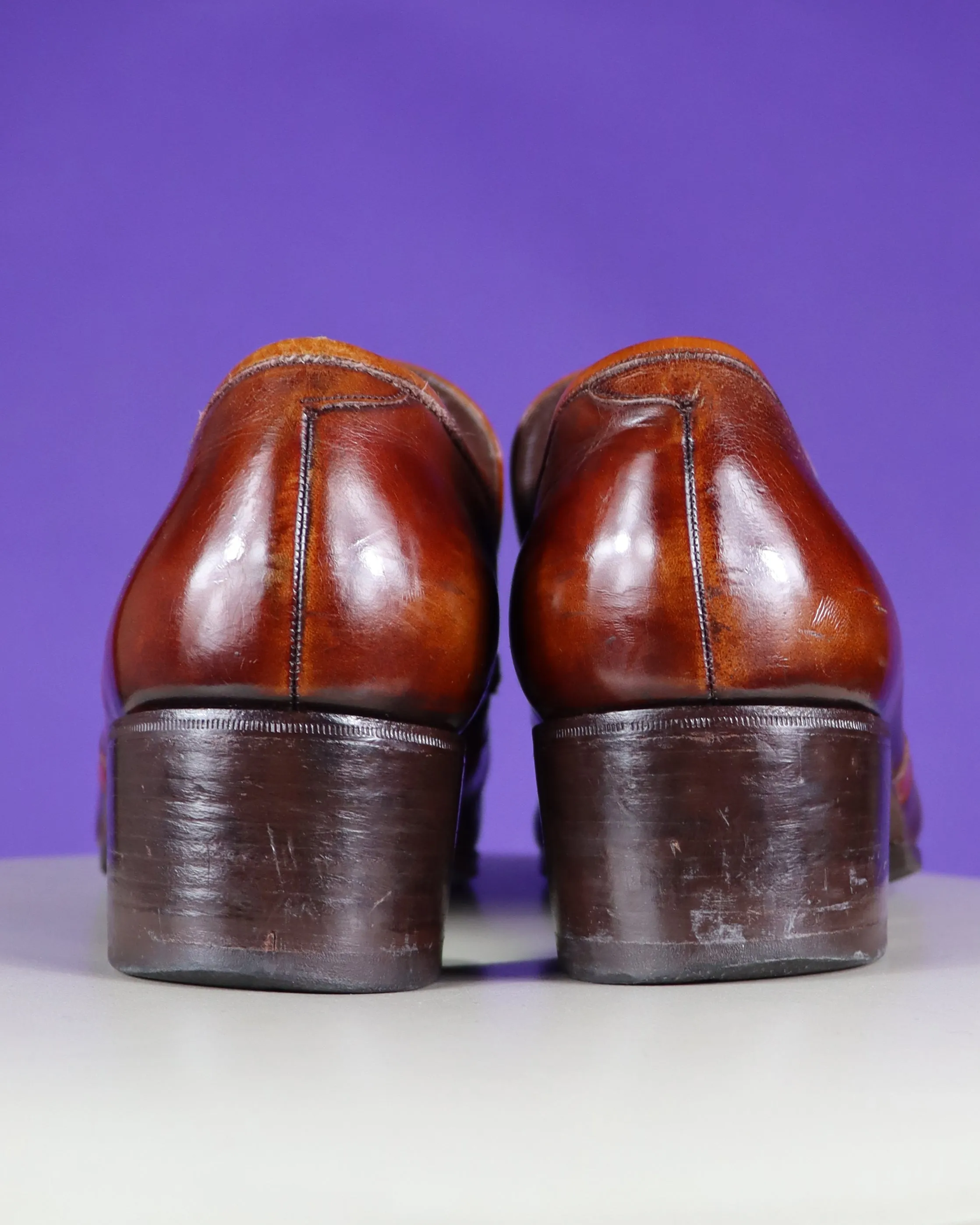 Vintage 1970s Striped Patent Leather Mules