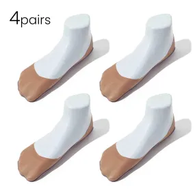 Youth Low-cut Loafer No Show Socks | Nylon & Cotton - 4 Pairs | Non-slip Guaranteed (Discontinued)